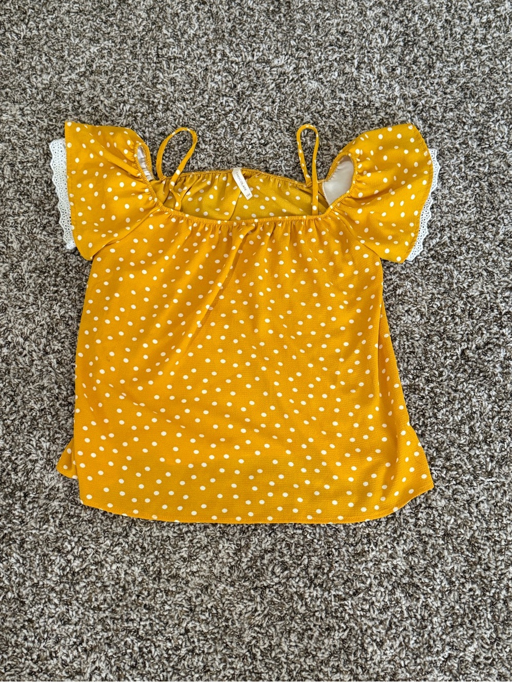 Chocolate Girls' Mustard Yellow Polka Dot Flutter Sleeve Tank